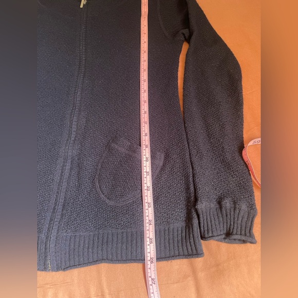 100% Cashmere Zip Hoodie Sweater Cardigan Sweatshirt Navy Size Medium - Picture 5 of 13